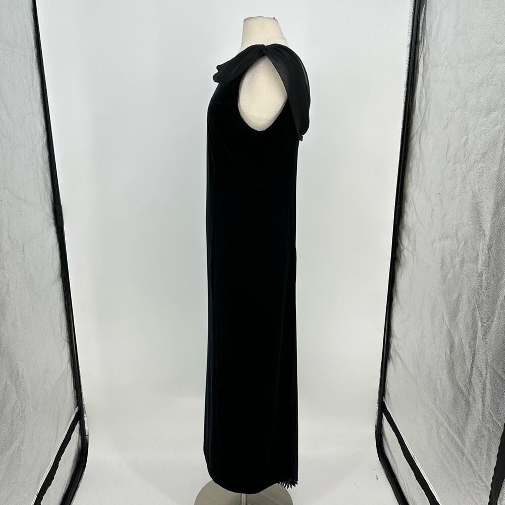 Vintage 90’s Robbie Bee Formal Dress Black Velvet Maxi Boat Neck Goth Size M - Picture 11 of 12